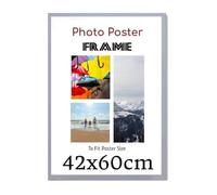 Light Grey 42 x 60 cm Poster Frames - Large MDF Wooden Frames 60x42 cm - Both Ways Wall Hanging Wall Gallery Living Room Photo Picture Frame With Shatterproof Perspex Sheet