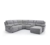 More4Homes Dublin 5 Seater Fabric Corner Recliner Sofa Light Grey