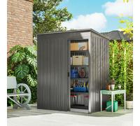(Light Grey, 5 x 3.5ft) Outsunny Metal Garden Shed with Effortless Assembly