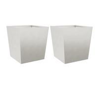 (light grey, 50 x 50 x 50 cm/ 2 pcs) vidaXL Garden Planters Outdoor Flower Pot Patio Raised Bed Planter Box Steel