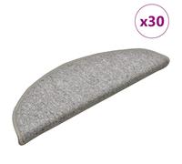 vidaXL Stair Mats 30 pcs 56x17x3 cm Light Grey Half Round