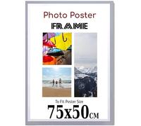 Light Grey 75x 50 cm Poster Frames - 75 x 50 cm Frame- Large MDF Wooden Frames 75x50cm - Both Ways Wall Hanging Wall Gallery Living Room Poster Picture Frame With Styrene Shatterproof Perspex Sheets