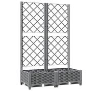 vidaXL Garden Planter with Trellis - Light Grey Polypropylene - 80x40x121.5 cm