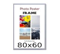 Light Grey 80 x 60 cm Poster Frames - Large MDF Wooden Frames 60x80 cm - Both Ways Wall Hanging Wall Gallery Living Room Photo Picture Frame With Shatterproof Perspex Sheet