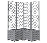 vidaXL Polypropylene Garden Planter with Trellis - Outdoor Raised Bed, 80×80×136 cm, Light Grey
