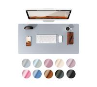 (Light Grey, 80x40 cm) Office Desk Mat, Leather Desk Pad Protector, Large Mouse Pad, Non-Slip PU Leather Waterproof Desk Blotter, Laptop Desk Pad