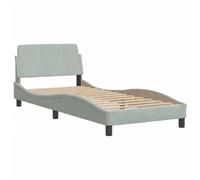 (light grey, 90 x 190 cm) vidaXL Bed Frame with Headboard Bedroom Bed Base Mattress Foundation Velvet