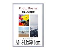 Light Grey A1 Poster Frames - Large MDF Wooden Frames A1 59.4 x 84 cm - Both Ways Wall Hanging Wall Gallery Living Room Poster Picture Frame With Styrene Shatterproof Perspex Sheets