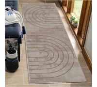 Light Grey Abstract Runner Rug 120x250cm Non Slip Washable Long Carpet for Hallways Kitchen & Living Room High Traffic Mat for Entrance Front Door & Stairs