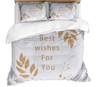 Light Grey Background With Gold Leaf Pattern Duvet Cover 230X220Cm & 2 Pillowcases, 3 Pcs Ultra Soft Luxury Microfiber Bedding Set Digital Print Quilt Cover Set, Bedroom Single Double King Bedding