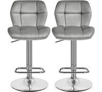 Light Grey Bar Stools Set Of 2 Modern Velvet Swivel Bar Chair Breakfast Stools For Home