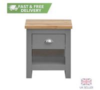 Timber Art Design Lisbon Bedside Cabinet Bedroom Furniture Nightstand Table 1 Drawer Light Grey