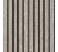 (Light Grey Black 39109-2) AS Creation Wooden Slats 3D Panel Wallpaper