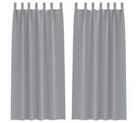 Light Grey Blackout Curtains with Rings 225 x 140 cm Pack of 2 Polyester 80-90% Light Blocking Versatile Hanging with Eyelets and Loops for Living Room Bedroom Office