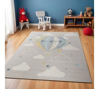 Light Grey Blue, Modern Kids Rug, Pictorial Easy to Clean Rug The Rug Shop UK Light Grey 80cm x 150cm