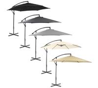 CHARLES BENTLEY Outdoor, Garden, Patio 3m Hanging Banana Cantilever Garden Umbrella, 12kg, Water Resistant, Sunshade, Free Standing, Crank Winding System, Powder Coated Steel, Light Grey (340x320cm)