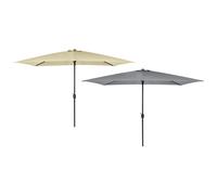 CHARLES BENTLEY Outdoor, Garden, Patio 3mx2m Rectangular Parasol Shade Umbrella, 4.8kg, Water Resistant, Sunshade, Free Standing, Crank Winding System, 38mm Pole, Steel Frame, Light Grey (300x200cm)