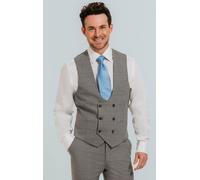Light Grey Check Double Breasted Waistcoat Dobell Light Grey L