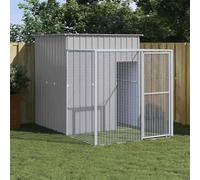 Light Grey Chicken Cage with Extended Run, 165x251x181 cm Galvanised Steel, Outdoor Enclosure for Hens, Small Animals