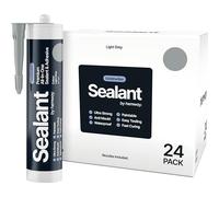 Light Grey Construction Sealant & Adhesive All-In-One Hybrid Polymer | Superior to Silicone Sealant | Waterproof, Odourless, Anti-Mould, Paintable | Kitchen Bathroom Outdoor - 300 ml 24 Pack