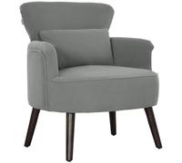 Light Grey Corduroy Accent Armchair Wingback Lounge Chair with Cushion Modern