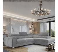 Light Grey Corner Sofa Bed With Storage And Sleeping Function Laurence Adjustable Headrests Right Side