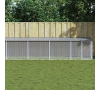 Light Grey Galvanised Steel Chicken Cage with Roof, 1003x98x90 cm Outdoor Poultry Pen, Durable Small Animal Enclosure for Hens, Ferrets, Rats
