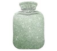 Light Grey Green Bright Starry Glitter hot Bottle Water Bag with Soft Cover, 2L hot compresses for The Body for Sore Muscle, Arthritis, bolsas para agua Caliente