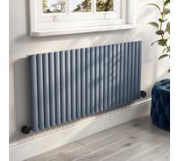 Light Grey Electric Horizontal Designer Radiator 2kW with Wifi Thermostat - H600xW1416mm - IPX4 Bathroom Safe