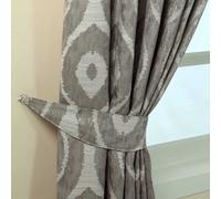 Homescapes Ikat Jacquard Curtain Tie Back Pair in Grey Homescapes Grey
