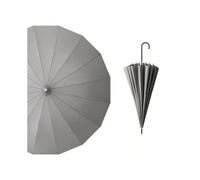 (Light Grey) Japanese Long Handled Umbrella Ins for Both Sunny and Rainy Use, Black Glue Large Size Storm Resistant 16 Bone Automatic Waterpr