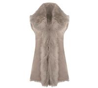 Light Grey Ladies Women's Soft Real Toscana Sheepskin Leather Gilet Waistcoat