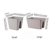(Light grey, Large) Flower Bridge Hanging Planter Plant Pot Fence Railing Balcony Decking Garden Pot