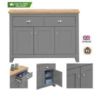 Lisbon Sideboard 3 Doors 2 Drawers Buffet Storage Cabinet Light Grey