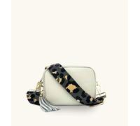 Light Grey Leather Crossbody Bag With Grey Leopard Strap Apatchy London Light Grey One Size