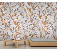 Light Grey Marble Murals Luxury Gold Floral Wallpaper for Walls Abstract Vines and Curling Leaf Wallpaper Elegant Wall Paper for Kids Bedroom Living Room Boys Room Mural Poster 100X70cm