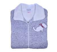 (Light Grey, Medium - UK 12/14) Slenderella Ladies Scottie Dog All In One Knitted Marl Zip Up Pyjamas