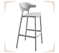 Light Grey Modern Bar Stools 75cm/30in Plastic High Stools with Footrest Armless Kitchen Chairs for Dining Room Stylish & Comfortable Seating for Home & Cafe