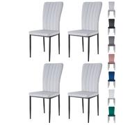(LIGHT GREY, PACK OF 4) Velvet High Back Chairs Soft Seat Metal Legs Elle