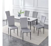 (LIGHT GREY, PACK OF 6) Velvet High Back Chairs Soft Seat Metal Legs Elle