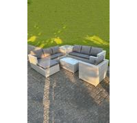 Light Grey PE Rattan Garden Furniture Set Corner Lounge Sofa Set Oblong Square Coffee Fimous Light Grey One Size
