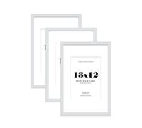 Light Grey Picture Frame 18x12 With A4 Mount for Photos - Wall Display, Landscape or Portrait, 3 Pack