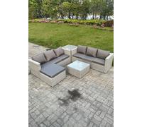 Light Grey Rattan Garden Corner Furniture Sofa Sets Outdoor Big Footstool Coffee Table Fimous Light Grey One Size