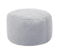 Light Grey Round Foot Stool 30cm D x 20cm H Linen Ottoman Bean Bag Pouf Comfortable Futon Puff for Living Room & Bedroom Seating Stylish Home Decor