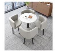 Light Grey Round Table and Chairs Set Space Saving Fur for Office Recept and Club 70cm Small Center Table and Chair Combo