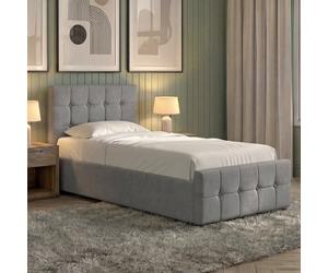 (Light Grey) Single Linen Ottoman Bed Frame with Storage, Vida Designs Valentina, Upholstered Fabric Bed with Headboard, UKFR