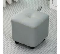 Light Grey Small Ottoman Stool - Padded Cube Footrest for Sofa Pouffe Bench for Entryway & Bedroom H-35cm Ideal for Changing Shoes & Stylish Décor