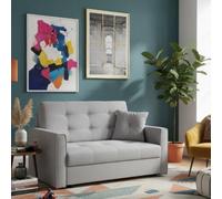 Light Grey Sofa Bed Sleeping Function Viva Lux Ii Wave Spring Material Fabric Settee Compact Space Saving Living Room Couch
