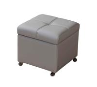 Light Grey Sofa Bench with Wheels Flip Top Leather Storage Stool Small Entryway Shoe Stools Upholstered Ottoman Footrest with Storage (40cm)