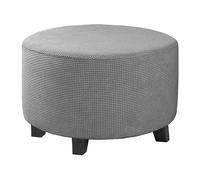 Light Grey Stretch Ottoman Slipcover - Pouffe Cover & Anti-Slip Footstool Protector - 2 Pieces M Perfect for Home Décor and Furniture Protection